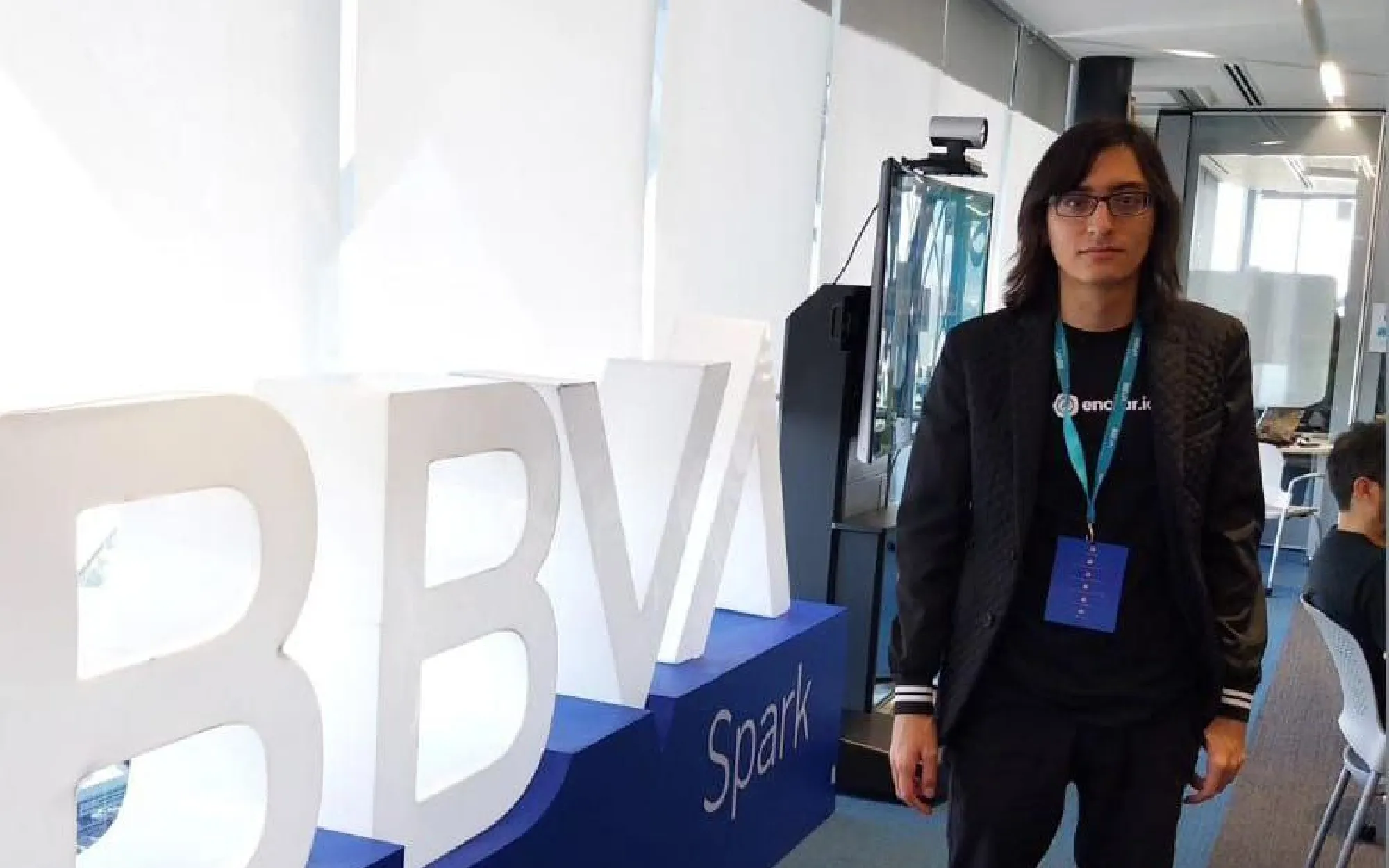 Fabricio Espinoza CEO enotar.io at BBVA Building 2023